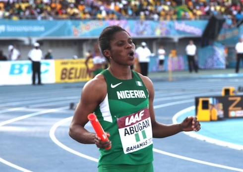 Folashade Abugan at the World Relays in the Bahamas. She is Nigeria's new 400m Champion, winning at the 2014 Nigerian Trials in 51.39s!