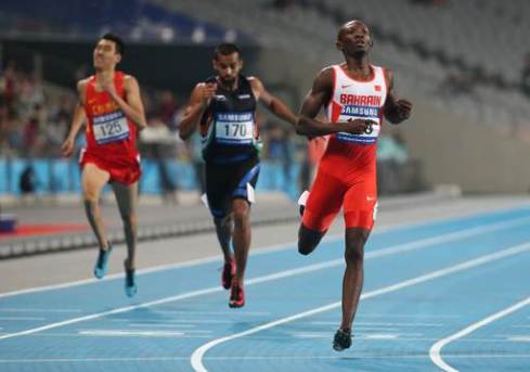 Abbas Abubakar sets PB of 45.17s in the 400m Semis at the 2014 Asian Games (Photo credit: AP Photo/Rob Griffith)
