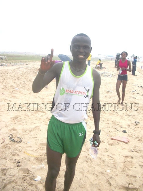 Emmanuel Gyang, 2014 Lagos International Beach Marathon Champion successfully defends his title from 2013!